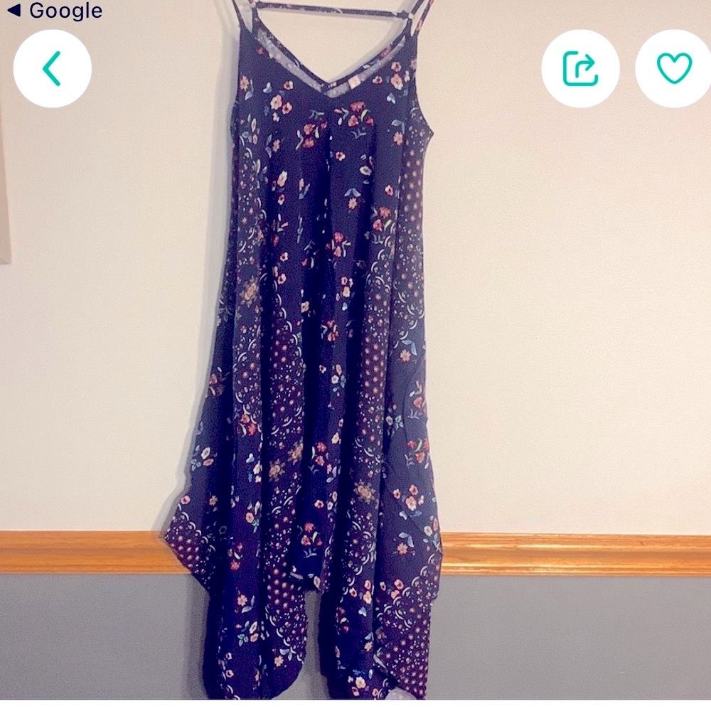 Xhiliration blue oversized midi dress boho print xs-large